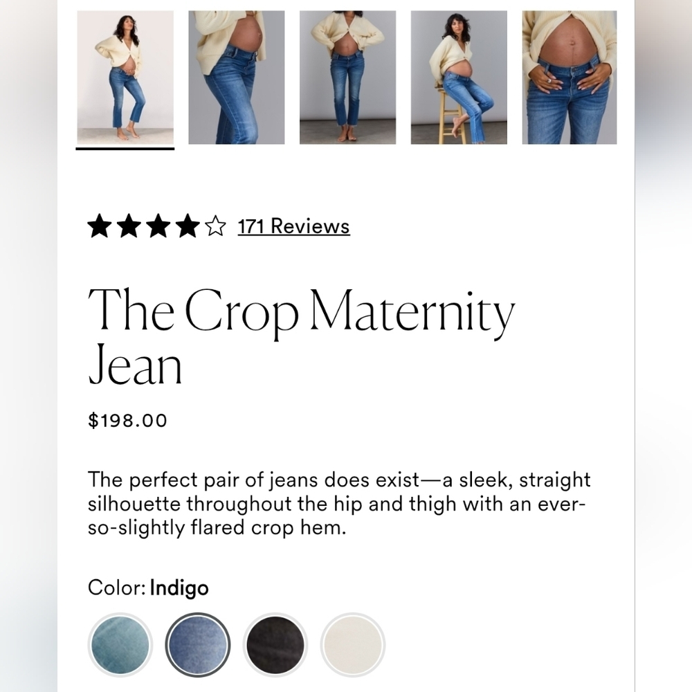 NWT Hatch "The Crop Under Belly Kick Flare" Cropped Jeans Blue Maternity Size 32 - Picture 12 of 14